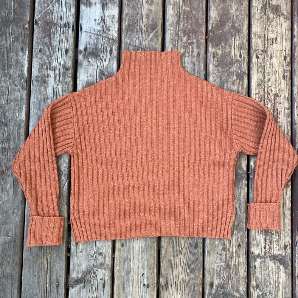 Frank and Oak burnt orange drop shoulder sweater